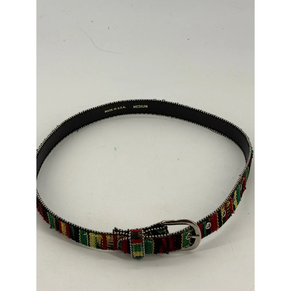 Unbranded Woven Bead Trim Belt Womens Medium Boho Multicolor Made in USA 32